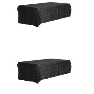 Unique Bargains 2 Pack Polyester Sequin Dining Room Parties Dances Rectangle Tablecloth Black 47"x59" - 1 of 4