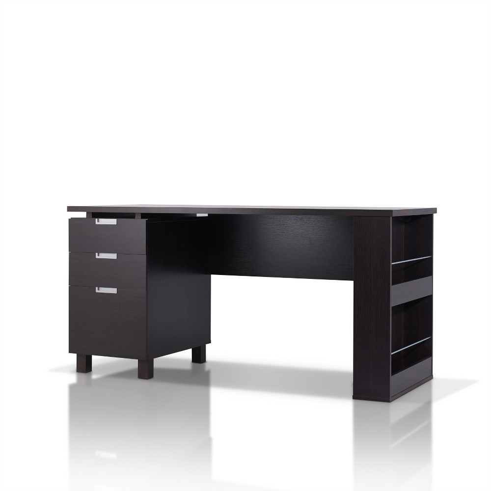 Photos - Office Desk Abella  Espresso - HOMES: Inside + Out: Modern Home Furniture with Storage & Silver Accents