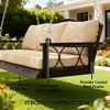 ORRD 3 Person Porch Swing with Cushions, 794lb Capacity Outdoor Hanging Bench, Weather-Resistant Wicker & Steel Frame, Brown/Beige - 3 of 4