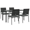 vidaXL Outdoor Patio Dining Set 5-Piece with Cushions - Weather-Resistant Poly Rattan and Sturdy Steel Frames, Black Dining Chairs, Glass-Top Table - 3 of 4