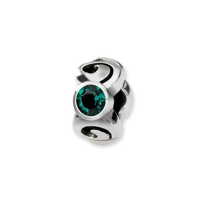 Black Bow Jewelry Sterling Silver May Crystal Birthstone, 3-Stone Bead Charm