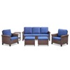Buenhomino 5-Piece Wicker Sofa Set with Coffee Table, Outdoor Conversation Set with Cushions & Ottomans for Balcony or Garden - 2 of 4