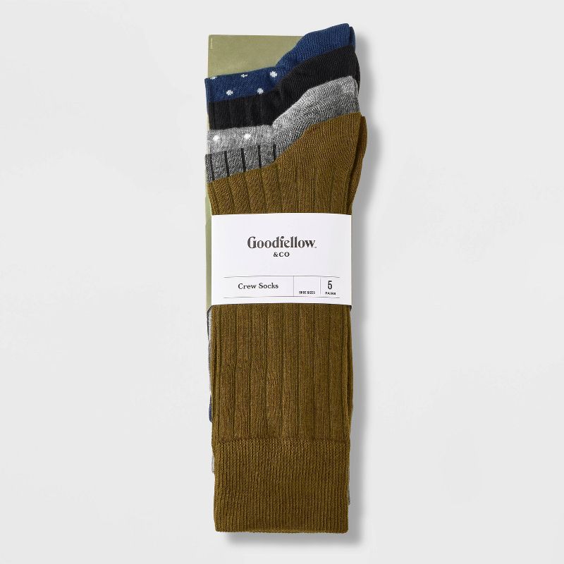 Men&#39;s Ribbed Dots Dress Socks 5pk - Goodfellow &#38; Co&#8482; Gray/Blue 7-12, 2 of 3