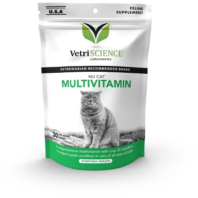 VetriScience NuCat Multivitamin Everyday Health Bite-Sized Cat Chews, fish flavor, 30 chews