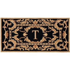 Monogram MON219 Hand Hooked Outdoor Door Mat - Black - 2'6"x4' - Safavieh - 1 of 2