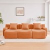 Aukfa Modular Teddy Fabric Sofa,Convertible Modular Sectional Sofa Set 3 Ottomans, 3-Seats Soft Boneless Design for Living Room, Orange - 3 of 4