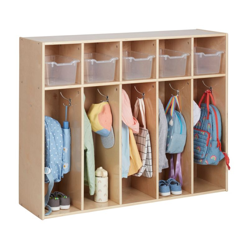ECR4Kids Streamline 5-Section Toddler Coat Locker, Classroom Furniture, 5 of 13