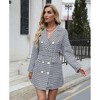 Women's Houndstooth Print Lapel Double - Breasted Blazer Dress, Stylish and Versatile Outfit for Office and Party - 3 of 4