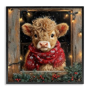 Stupell Industries Calf with Holly & Lights Garland Framed Giclee Art - 1 of 4