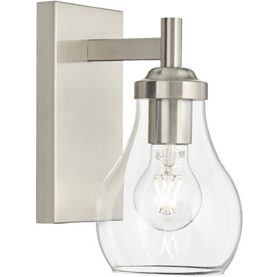 Danvers 13" Modern Minimalist Nickel Wall Sconce with Clear Globe
