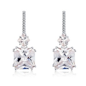 Drop Stud Earrings for Women Princess Cut Cz Sterling Silver Womens Ginger Lyne Collection - 1 of 4
