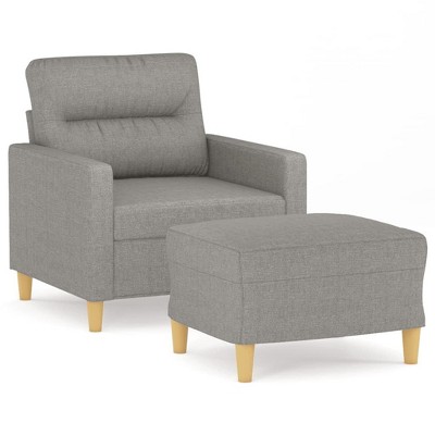 vidaXL Modern Fabric Armchair with Footstool - Light Gray - Comfy Seating for Living Room, Lounge - Easy Assembly Required