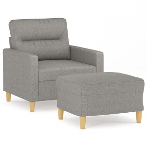 vidaXL Modern Fabric Armchair with Footstool - Light Gray - Comfy Seating for Living Room, Lounge - Easy Assembly Required - 1 of 4