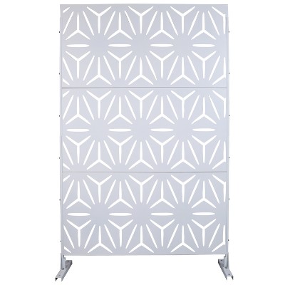 Vynxaria Patio Privacy Screen Freestanding Metal Divider, Weather-Resistant, Easy Assembly for Indoor/Outdoor Use