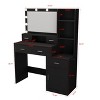 Vanity Desk with Mirror and Lights, Makeup Vanity Desk Table with Drawers and Cabinet, 3 Adjustable Lighting, Dressing Table with Cushioned Stool - 2 of 4