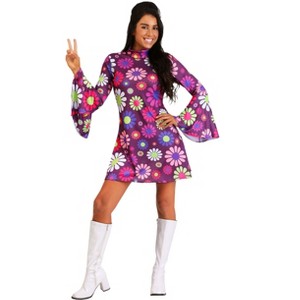 HalloweenCostumes.com Adult Groovy Flower Power Women's Costume - 1 of 4