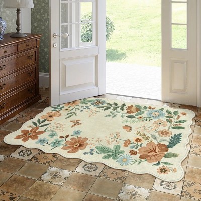 Lahome Machine Washable Back to College Series Floral Plant Floor Mat-Natural Bio-Printed Soft Rug for Living Room, School, Bedroom, or Entryway