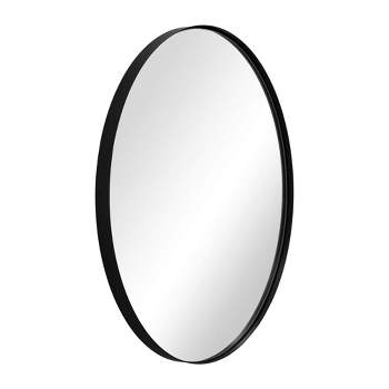 ANDY STAR Modern Decorative 22 x 30 Inch Oval Wall Mounted Hanging Bathroom Vanity Mirror with Stainless Steel Metal Frame, Matte Black