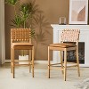 Christopher Knight Home Marc Contemporary Rubberwood and Faux Leater Upholstered Barstools (Set of 2) - 2 of 4