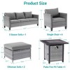 Sonkuki 8 Pieces Patio Sofa with Square Fire Pit Table and Ottomans, Wicker Conversation Couch, Light Gray Cushion - 3 of 4