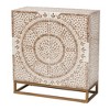 Baxton Studio Ercilia Mother of Pearl Storage Cabinet White/Floral Rustic Brown/Gold: Metal & MDF, Fixed Shelves, No Assembly Required - 2 of 4