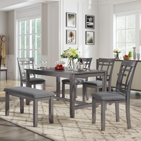 Grey wood best sale dining table set