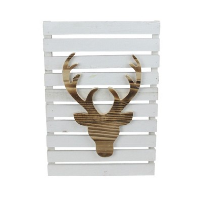 Northlight 15.75" Wood Deer on White Pallet Inspired Frame Christmas Wall Hanging