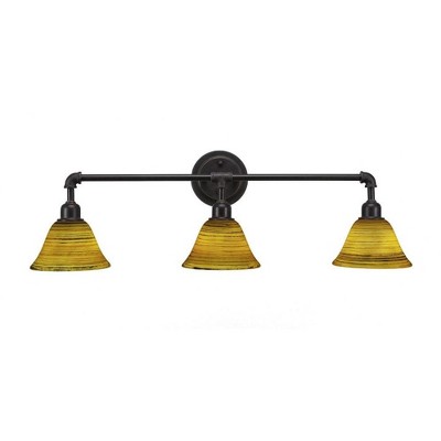 Toltec Lighting Vintage 3 - Light Vanity in  Dark Granite with 7" Firré Saturn Shade