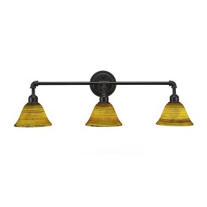 Toltec Lighting Vintage 3 - Light Vanity in  Dark Granite with 7" Firré Saturn Shade - 1 of 1