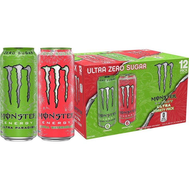 Monster Energy Ultra Variety Pack Watermelon &#38; Paradise - 12pk/16 fl oz Cans, 1 of 7