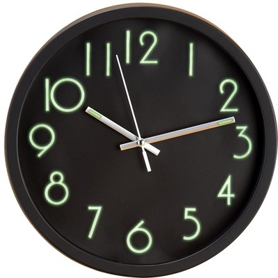 Collections Etc Easy-to-read Glow-in-the-dark Wall Clock 10 X 10 X 1.5 ...