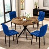 Hooseng 5-Piece Round Kitchen Table Chairs Set, Dining Table Set for 4, Rounded Dining Room Table set with 4 Velvet Chairs Faux Marble Table Set - 4 of 4