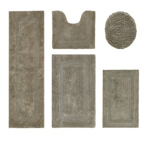 Lux Premium 100% Cotton Tufted Solid Reversible 5 PC Bath Rug Set – Ultra-Soft, Water-Absorbent, Durable, Machine Washable Bathroom Rug - 1 of 4