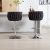 Adjustable Counter Height Barstools Set of 2,Vintage Barstools with Back and Layered Footrest,360° Swivel Boucle Barstools Set-Cuddlewood - 3 of 4