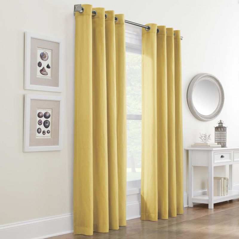 Habitat Harmony Light Filtering Crinkled Texture on Supple Drapeable Flowing Fabric Grommet Curtain Panel Yellow, 1 of 6