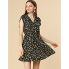 Allegra K Women's Boho Crossover V Neck Petal Sleeves Belted Floral Flowy Dress - 2 of 4