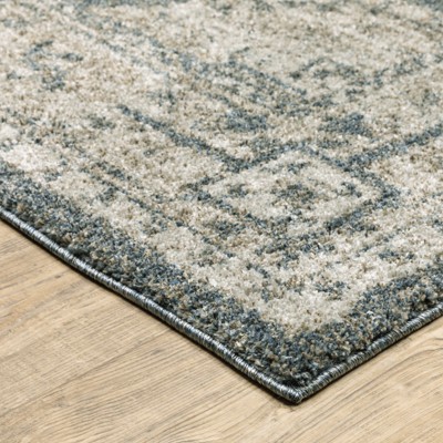 Alton Blue and Beige Synthetic Oriental Area Rug 7'10" x 10'10"