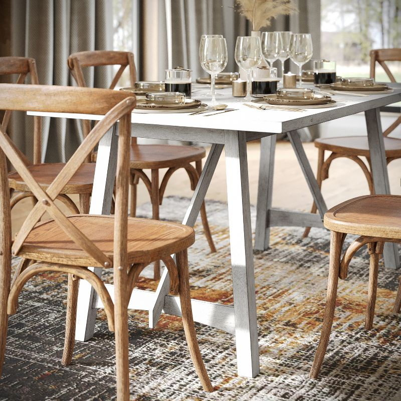 Merrick Lane Wooden Dining Table with Trestle Style Base, 5 of 12