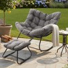 Heynemo Patio Rocking Chair with Ottoman, Outdoor Indoor Rocking Egg Chair with Cushions, Metal Lounge Chair Oversized Papasan Chair, Reading Chair - 2 of 4
