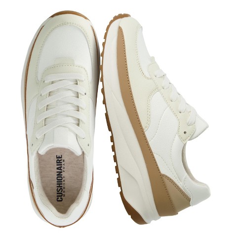 Женские кроссовки CUSHIONAIRE Women's Score lace up Sneaker +Comfort Foam White/Tan 9