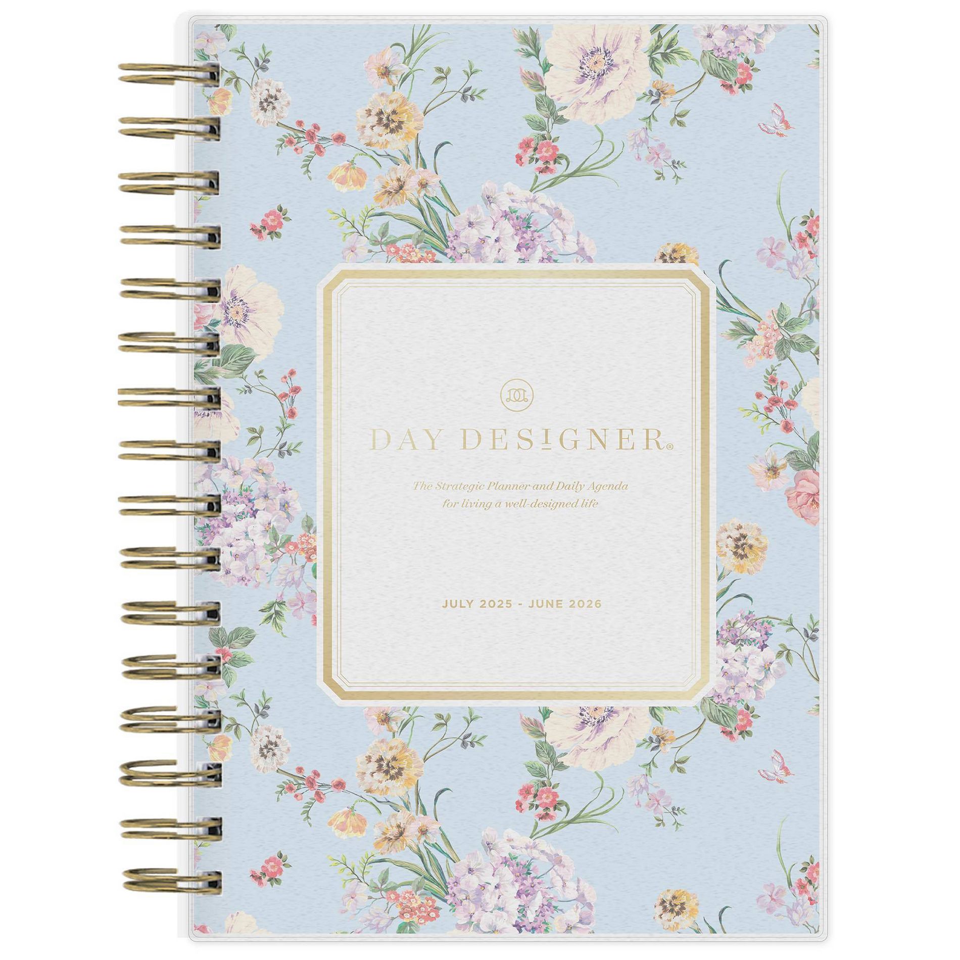 Day Designer 5"x8" 2025-2026 Daily/Monthly Wirebound Planner Printed Springtime Blue