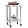 vidaXL Kitchen Work Table with Wheels, 23.6"x23.6"x33.5" Stainless Steel - 3 of 4
