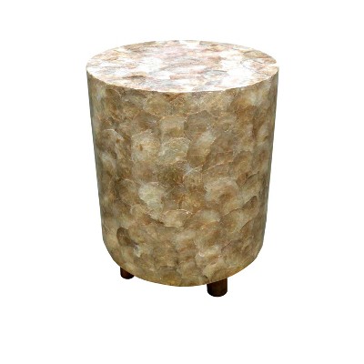 D-Art Collection Capiz Shell Round Stool