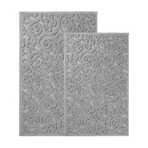 Elegant Floral Scroll Textured Machine Washable Bath Rugs, Set of 2 by Blue Nile Mills - 1 of 4