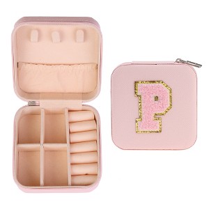 Unique Bargains Travel Letter Design Mini PU Leather Jewelry Box for Women's Girls' Birthday Gift - 1 of 4