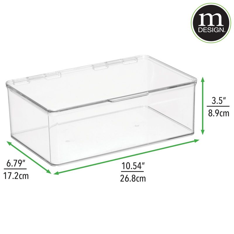 mDesign Stackable Closet Shoe Storage Bin Box with Lid, Clear, 4-Pack, 3 of 9