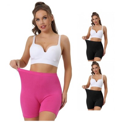 Allegra K Women's Mid-Thigh Boxer Full Coverage Soft Stretch Boxer Shorts 3 Packs