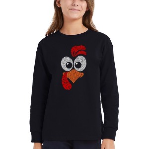 LA Pop Art Turkey Face - Girl's Word Art Long Sleeve T-Shirt - 1 of 4