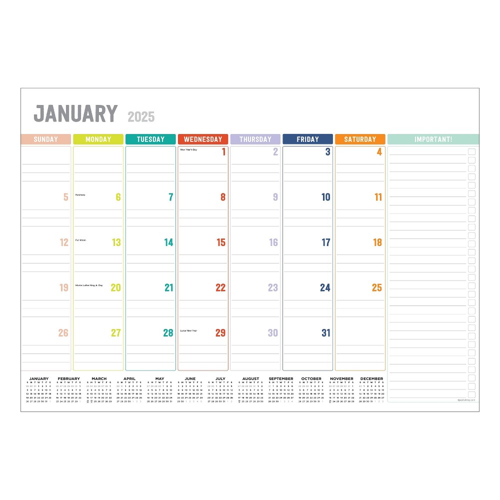 TF Publishing 2025 Desk Pad Calendar 12x17 Rainbow Blocks