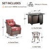 Buenhomino 7-Piece Small Patio Furniture Set, Outdoor Swivel Rocking Chairs Set with 50,000 BTU Fire Pit Table Wicker Chairs - 3 of 4